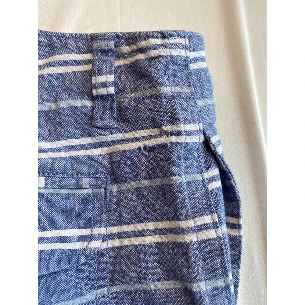 J. Crew Mens Blue White Striped Linen Cotton Blend Shorts Size 34 Style 53540